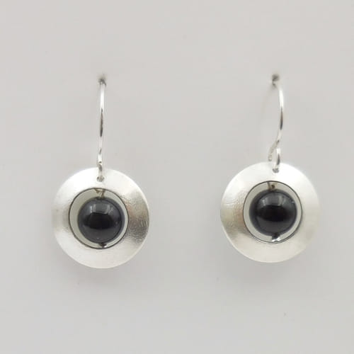 DKC-1130 Earrings Circles with Onyx $60 at Hunter Wolff Gallery